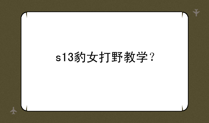 s13豹女打野教学？
