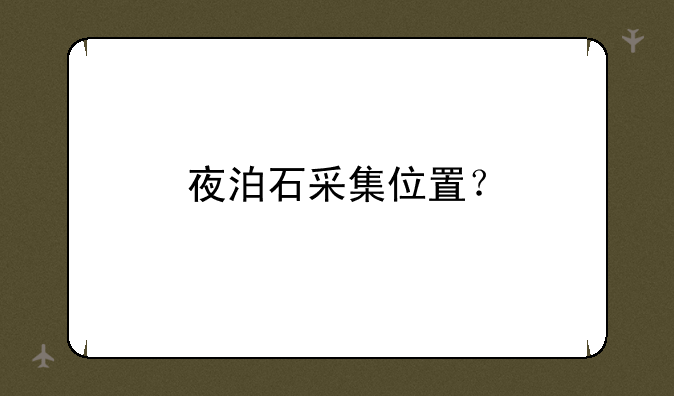 夜泊石采集位置？