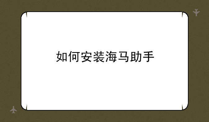 如何安装海马助手