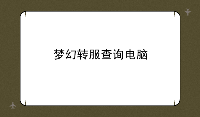 梦幻转服查询电脑