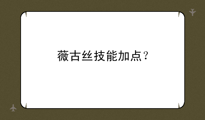 薇古丝技能加点？