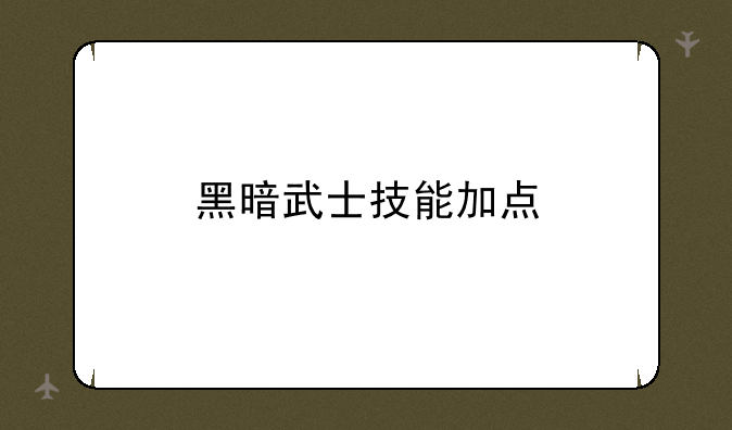 黑暗武士技能加点