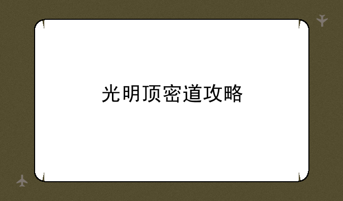 光明顶密道攻略