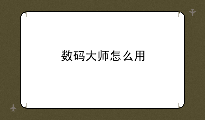 数码大师怎么用