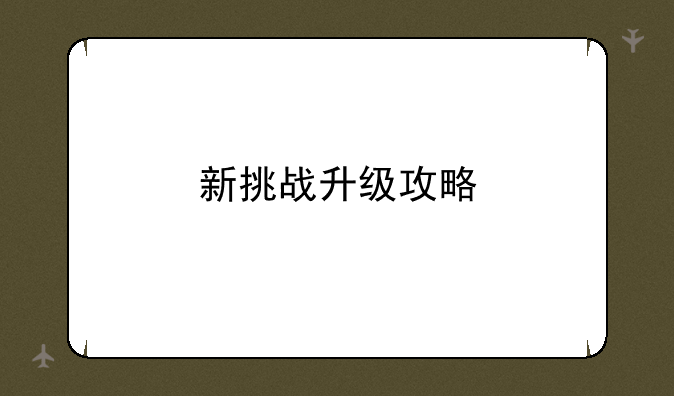 新挑战升级攻略