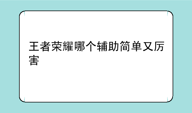 王者荣耀哪个辅助简单又厉害