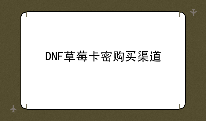 DNF草莓卡密购买渠道