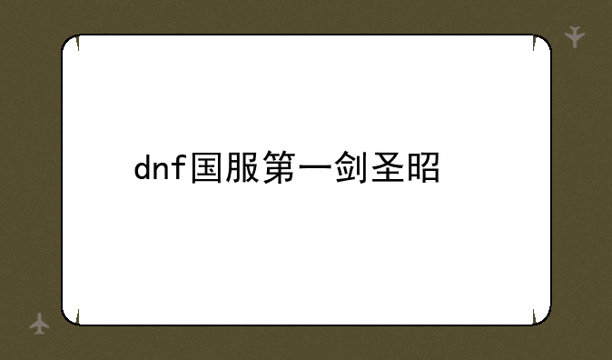 dnf国服第一剑圣是谁