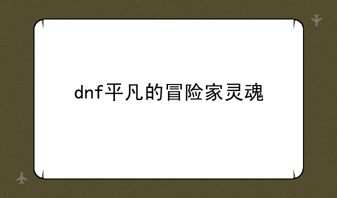 dnf平凡的冒险家灵魂