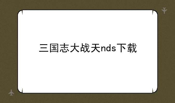 三国志大战天nds下载
