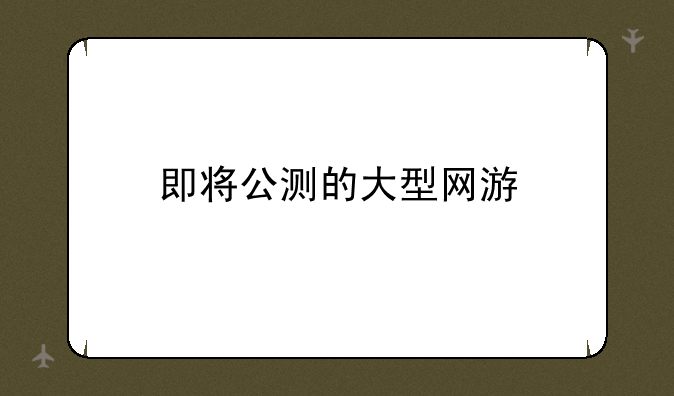 即将公测的大型网游