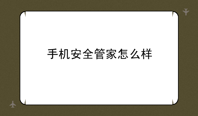 手机安全管家怎么样