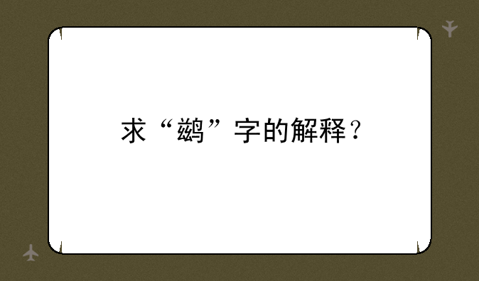 求“鹚”字的解释？