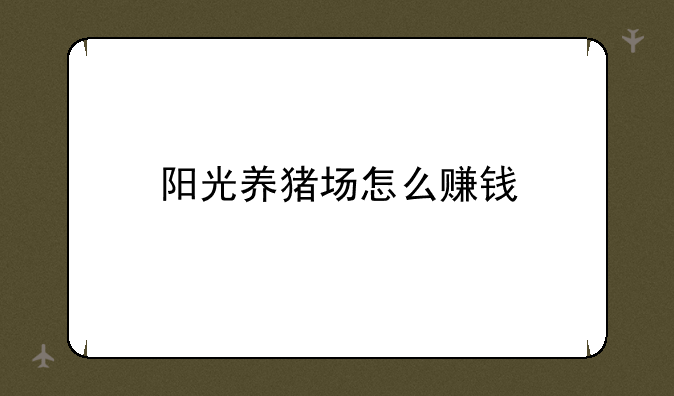 阳光养猪场怎么赚钱