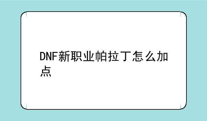 DNF新职业帕拉丁怎么加点