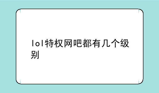 lol特权网吧都有几个级别