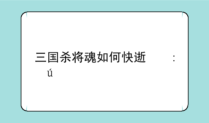 三国杀将魂如何快速获得