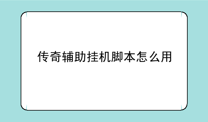 传奇辅助挂机脚本怎么用