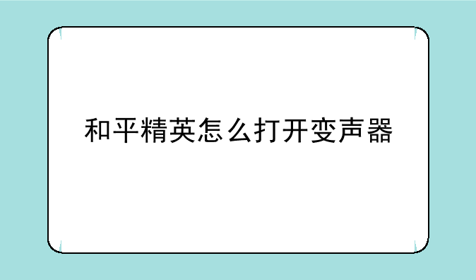 和平精英怎么打开变声器