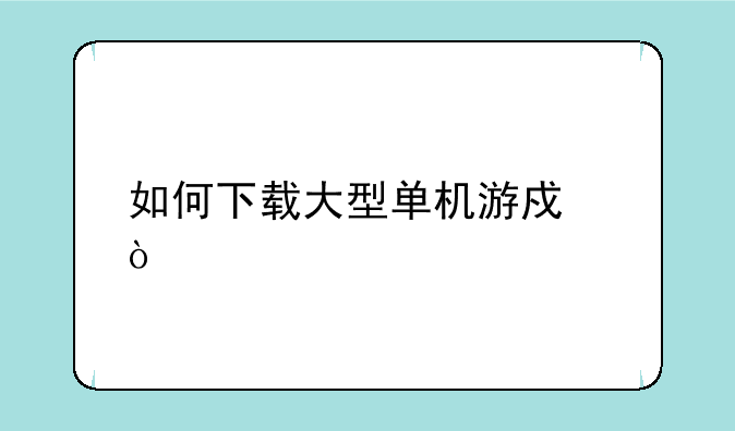 如何下载大型单机游戏？