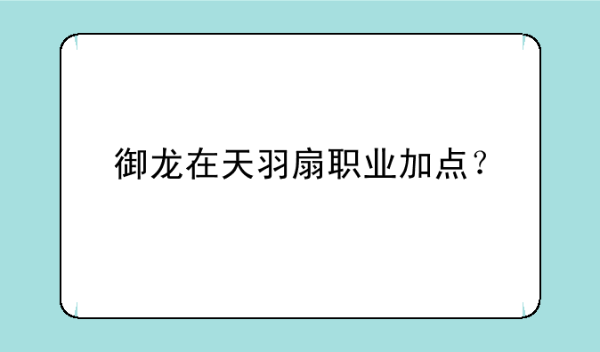 御龙在天羽扇职业加点？