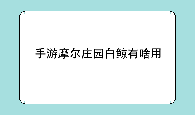 手游摩尔庄园白鲸有啥用