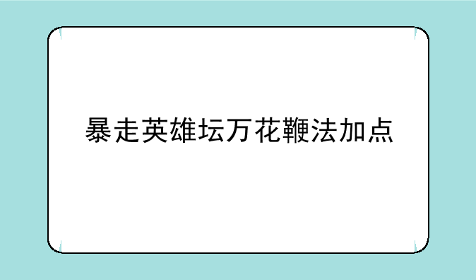 暴走英雄坛万花鞭法加点