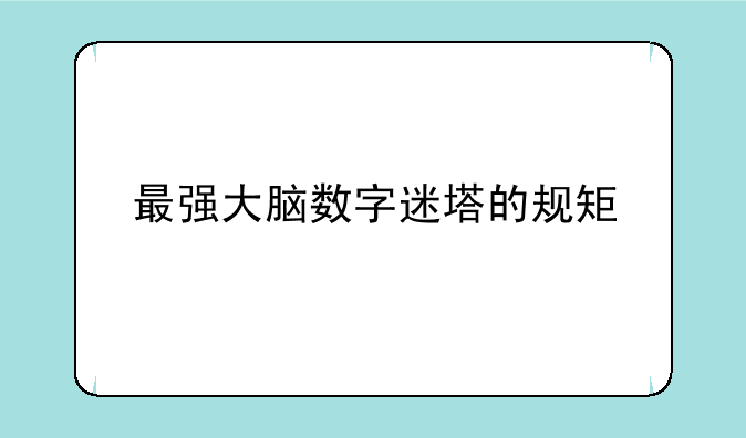最强大脑数字迷塔的规矩