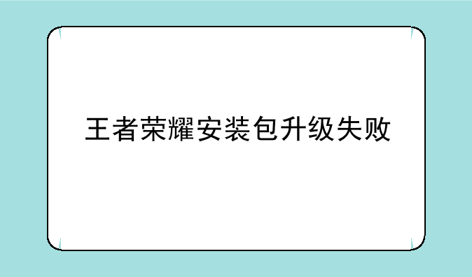 王者荣耀安装包升级失败