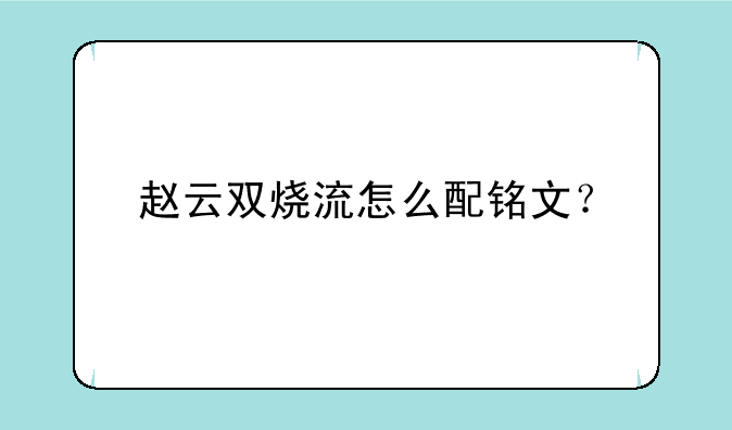 赵云双烧流怎么配铭文？