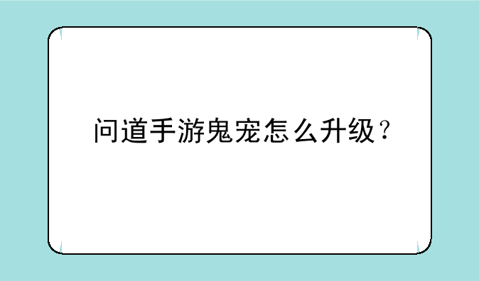 问道手游鬼宠怎么升级？