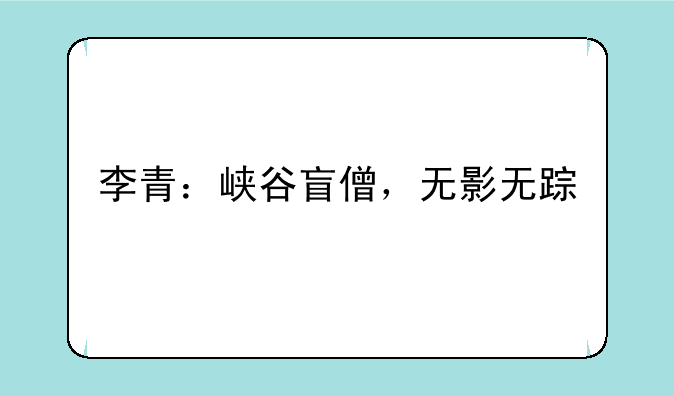 李青：峡谷盲僧，无影无踪
