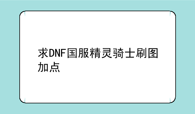 求DNF国服精灵骑士刷图加点