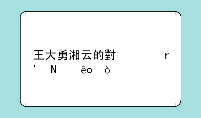 王大勇湘云的小说有哪些？