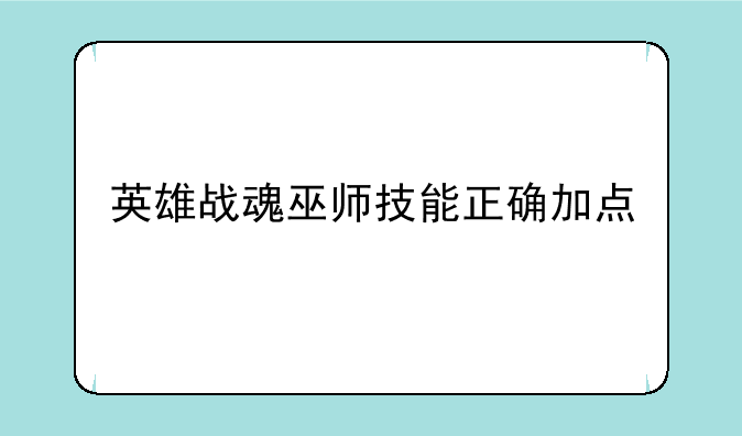 英雄战魂巫师技能正确加点