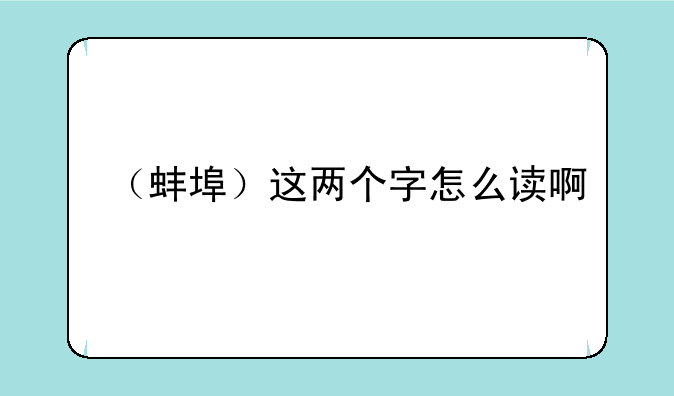 （蚌埠）这两个字怎么读啊