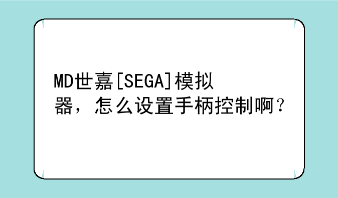 MD世嘉[SEGA]模拟器，怎么设置手柄控制啊？