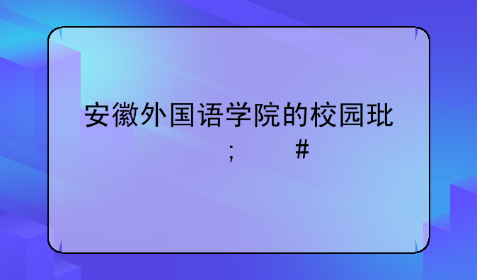 安徽外国语学院的校园环境怎么样