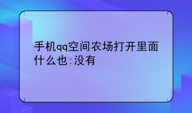 手机qq空间农场打开里面什么也:没有