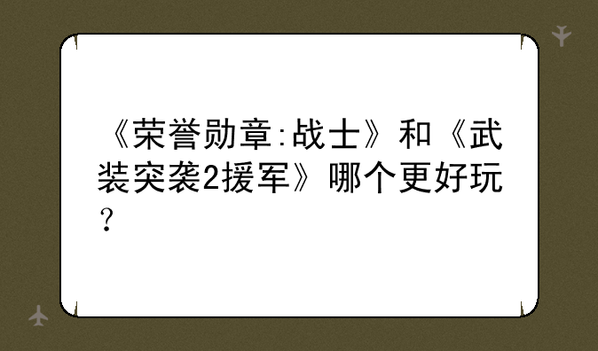 《荣誉勋章:战士》和《武装突袭2援军》哪个更好玩？