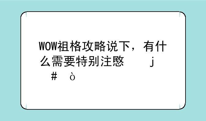 WOW祖格攻略说下，有什么需要特别注意的么？