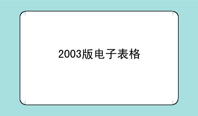 2003版电子表格
