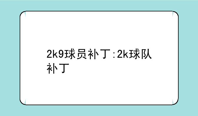 2k9球员补丁:2k球队补丁