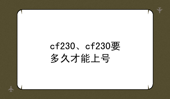 cf230、cf230要多久才能上号