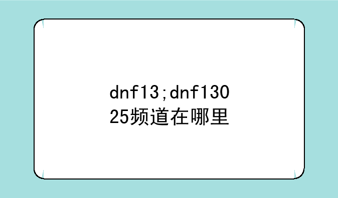 dnf13;dnf13025频道在哪里