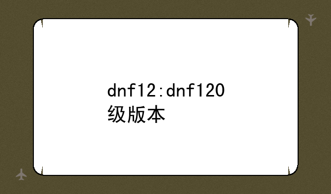 dnf12:dnf120级版本
