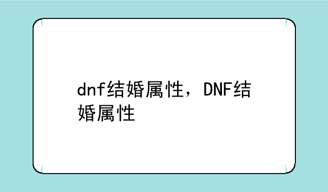 dnf结婚属性，DNF结婚属性