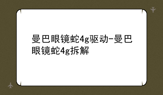 曼巴眼镜蛇4g驱动-曼巴眼镜蛇4g拆解