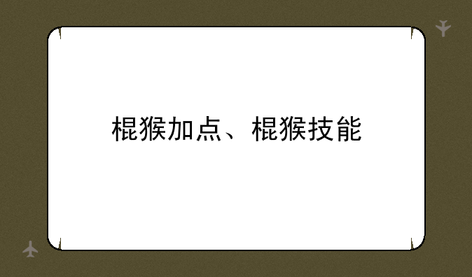 棍猴加点、棍猴技能