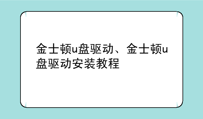 金士顿u盘驱动、金士顿u盘驱动安装教程